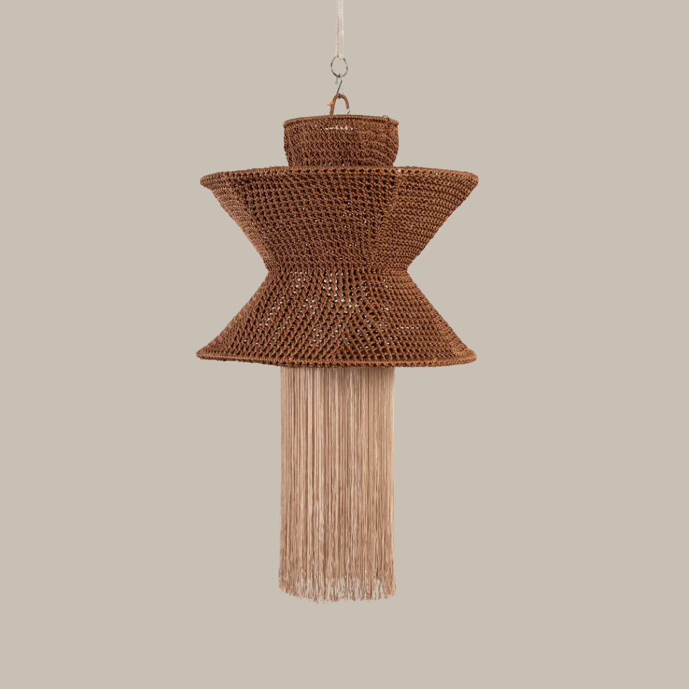 AURITA CAFÉ Y BEIGE - LÁMPARA COLGANTE DE ARTI - SEDA