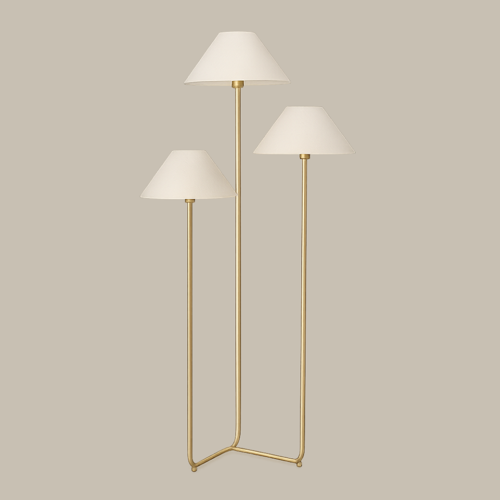 SOLUNA 05 - LÁMPARA DE PISO PANTALLA TELA SEMILINO