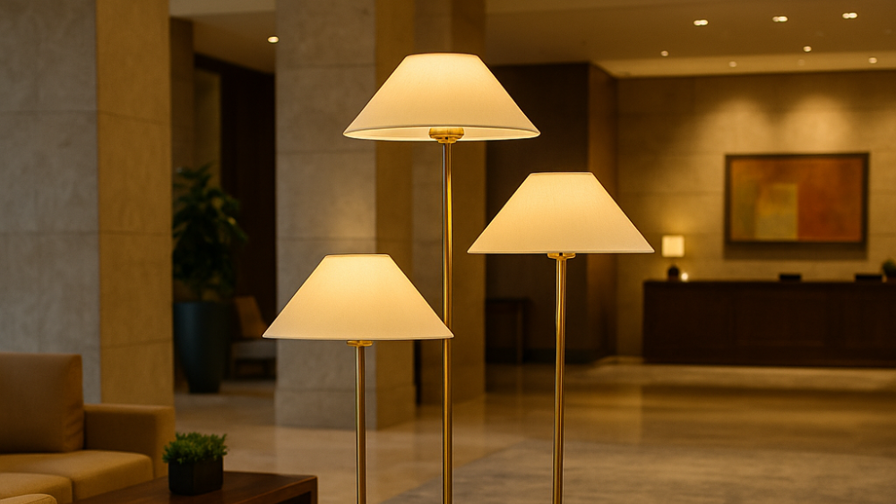 SOLUNA 05 - LÁMPARA DE PISO PANTALLA TELA SEMILINO