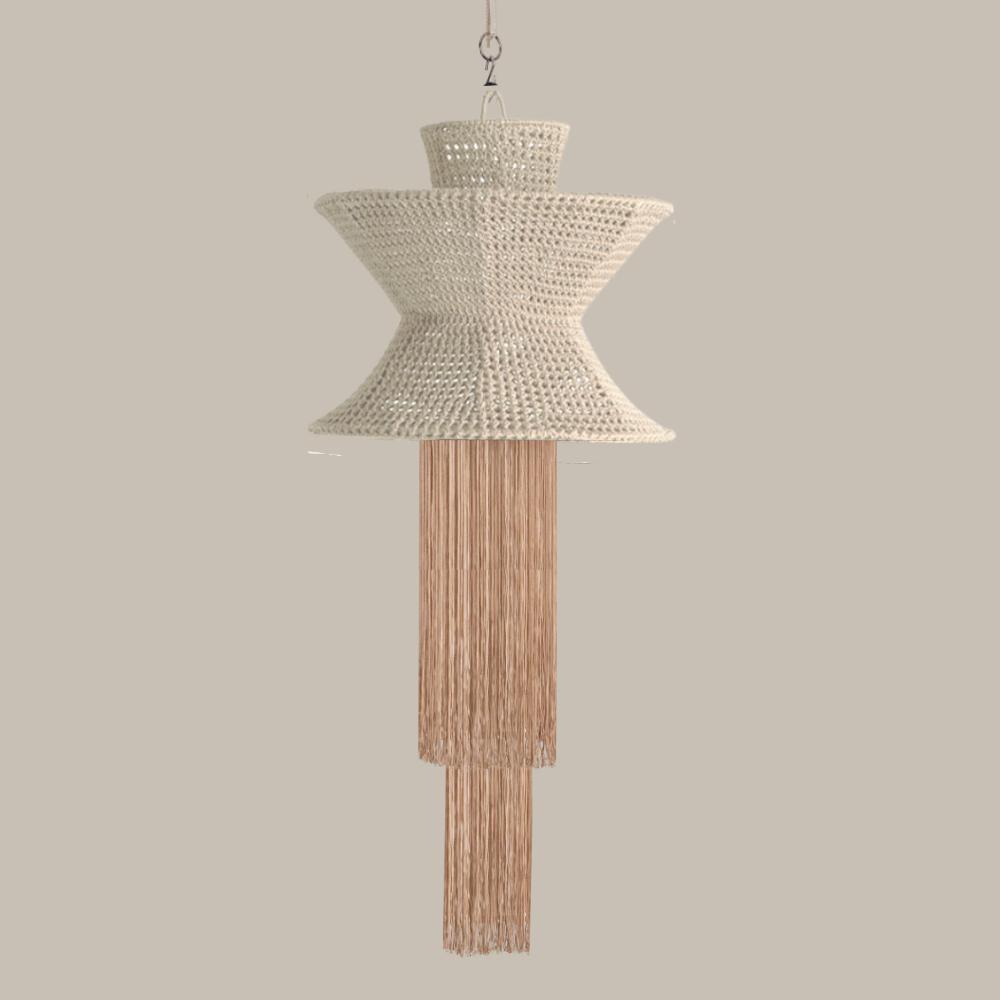 AURELY BLANCO Y BEIGE - LÁMPARA COLGANTE DE ARTI - SEDA