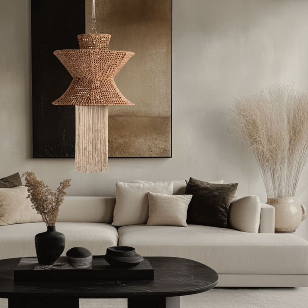 AURITA BEIGE Y ARENA - LÁMPARA COLGANTE DE ARTI - SEDA