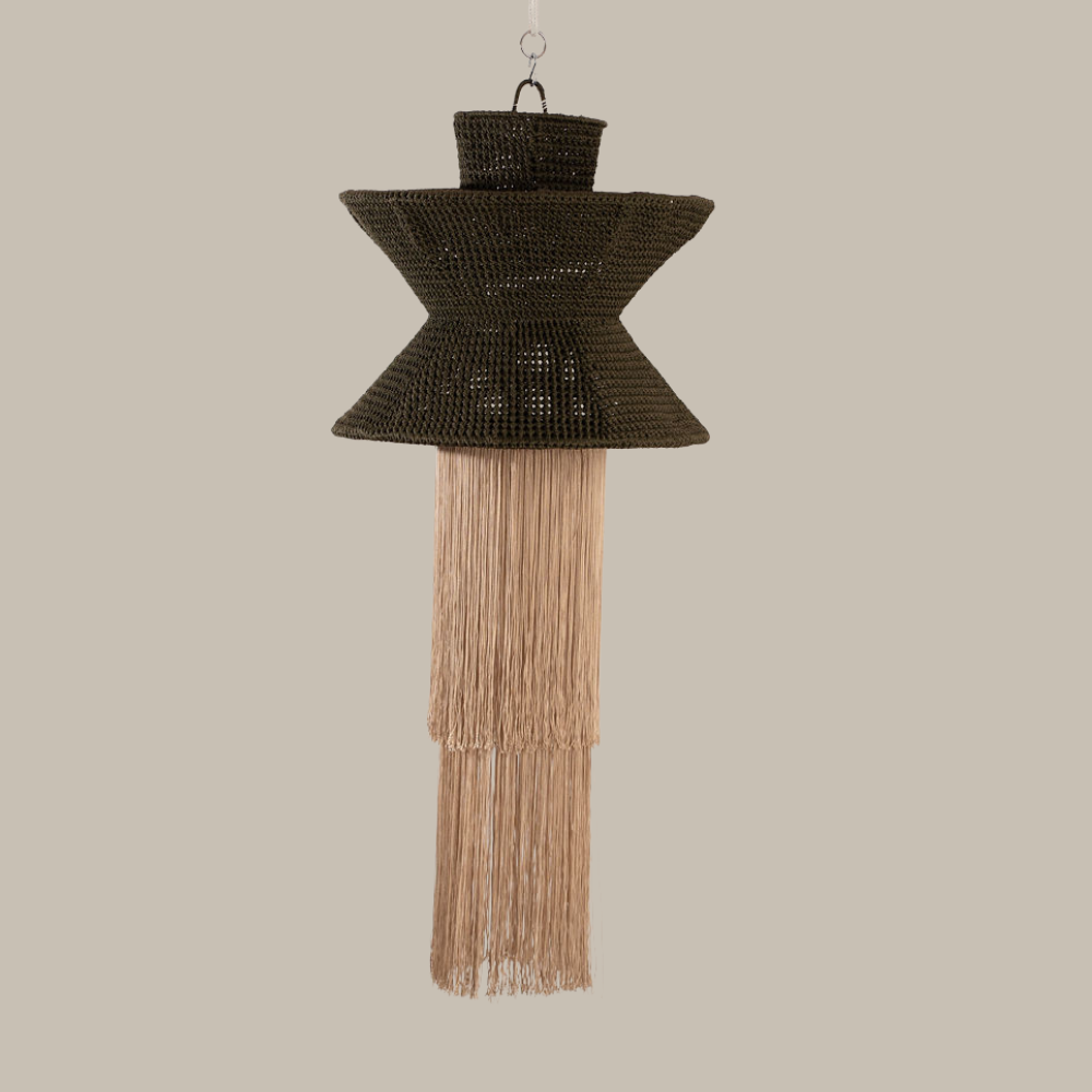 AURELIA VERDE OLIVO Y BEIGE - LÁMPARA COLGANTE DE ARTI - SEDA