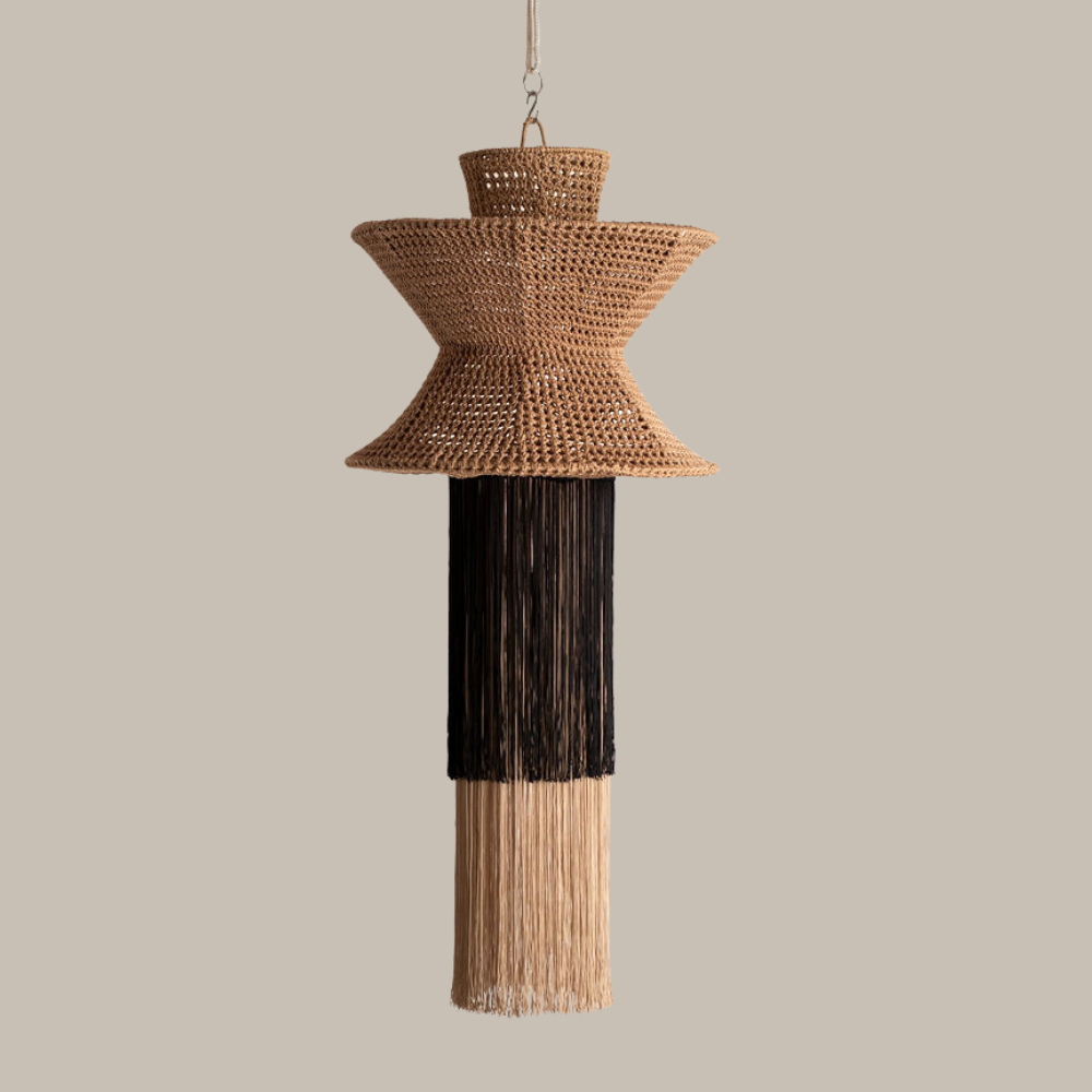 AURELIA BEIGE, NEGRO Y ARENA - LÁMPARA COLGANTE DE ARTI - SEDA