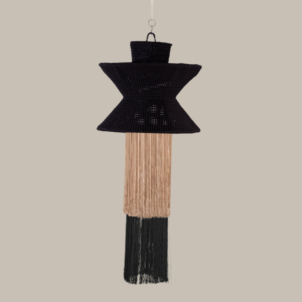 AURELIA NEGRO Y ARENA - LÁMPARA COLGANTE DE ARTI - SEDA