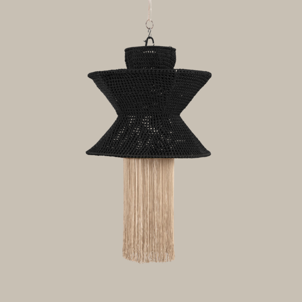 AURITA NEGRO Y ARENA - LÁMPARA COLGANTE DE ARTI - SEDA