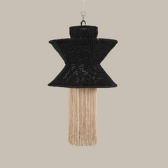 Aurita negro y arena - lámpara colgante de arti - seda