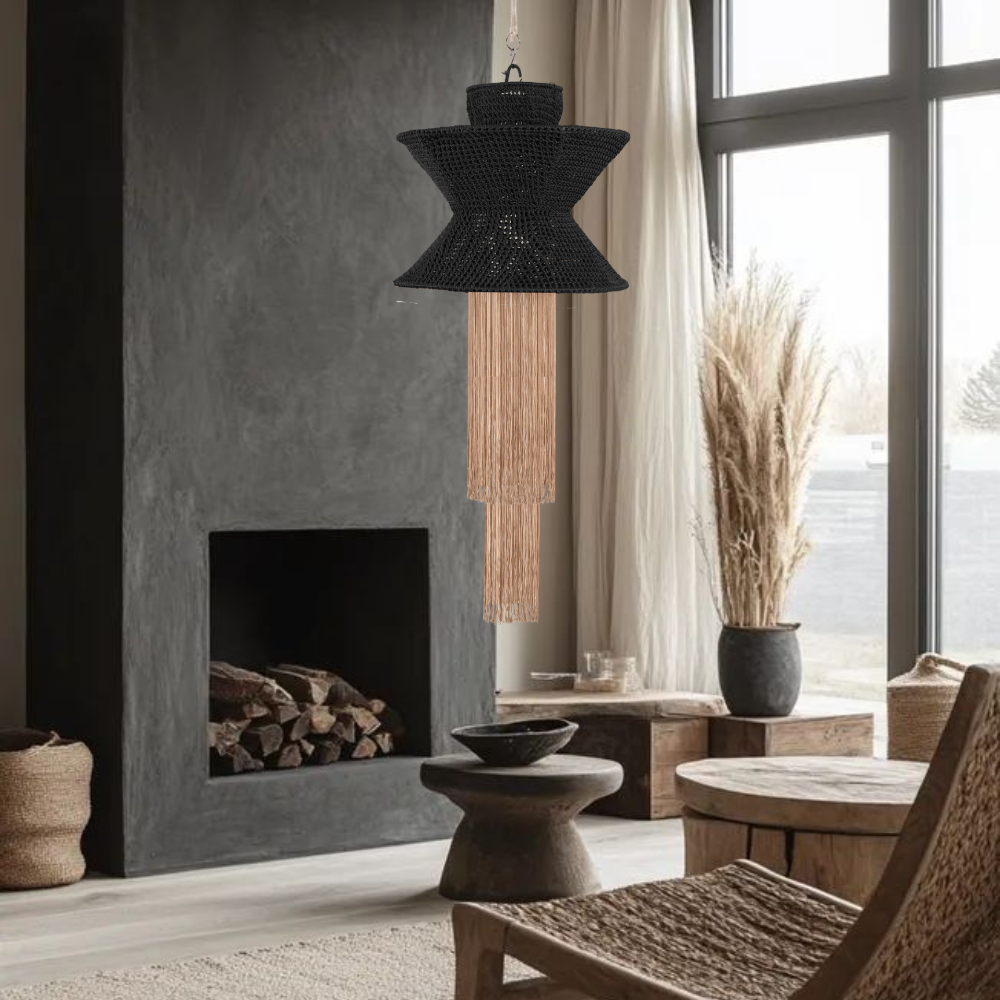 AURELY NEGRO Y BEIGE - LÁMPARA COLGANTE DE ARTI - SEDA