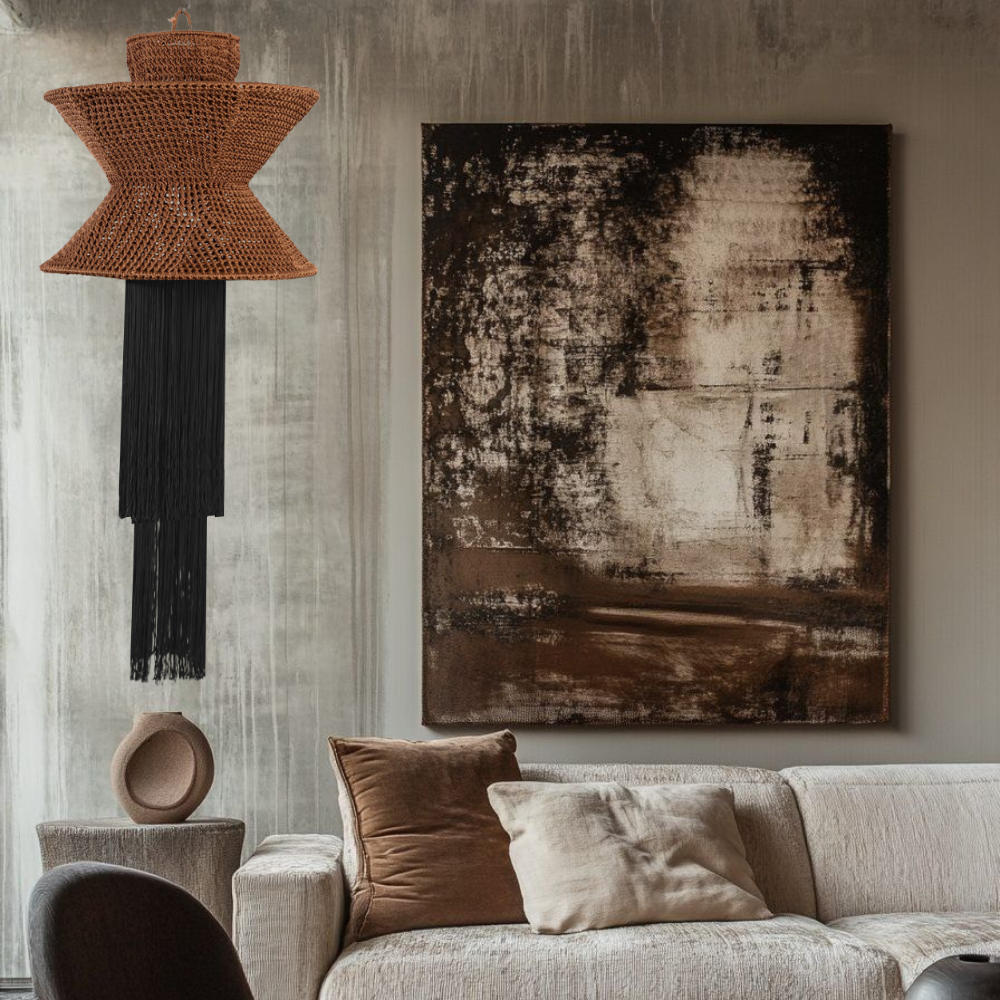 AURELY CAFÉ Y NEGRO - LÁMPARA COLGANTE DE ARTI - SEDA