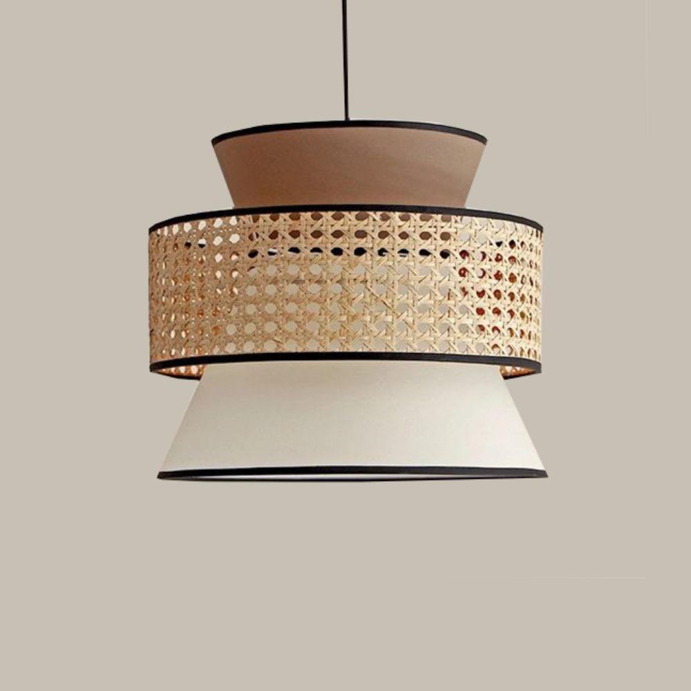 DALIA ARENA - LÁMPARA COLGANTE DE BEJUCO Y TELA