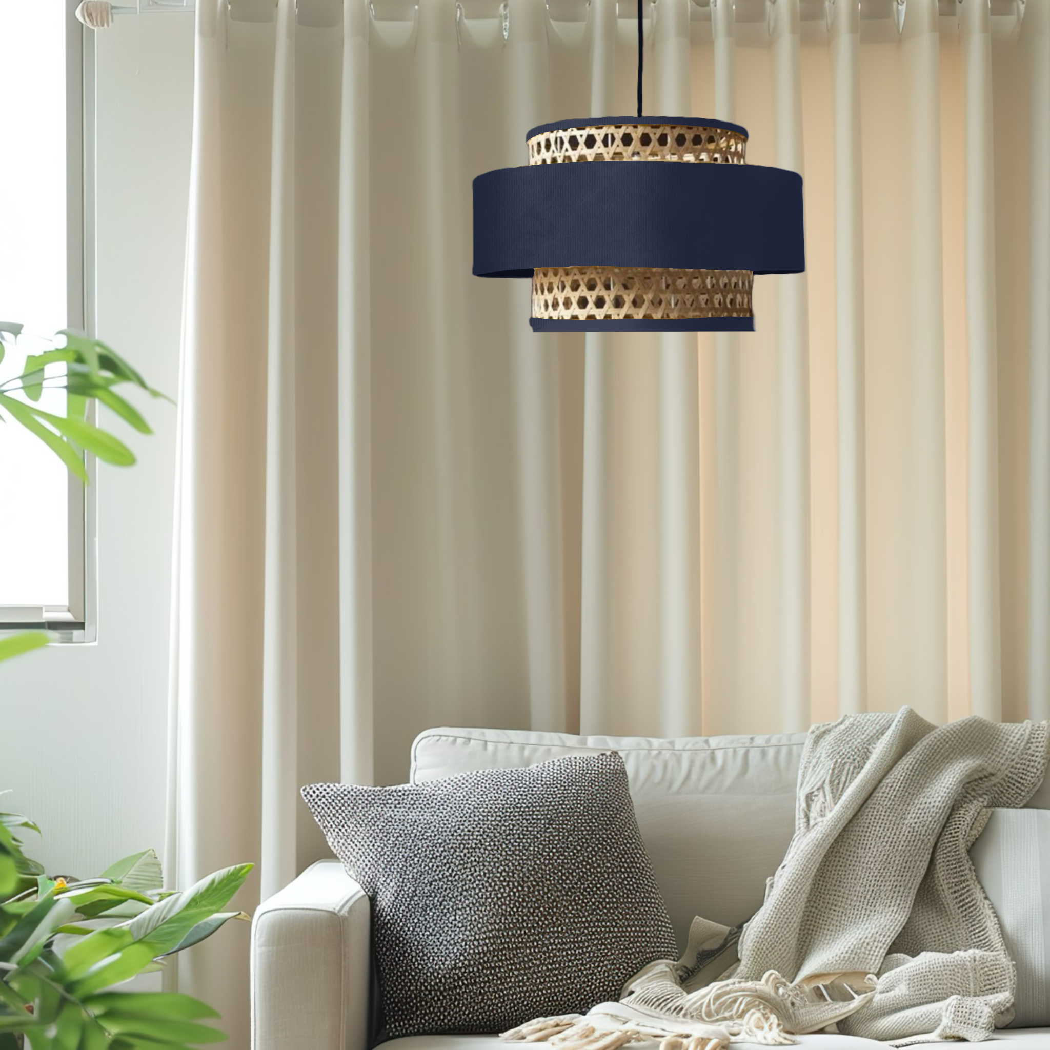 LANNA MAR - LÁMPARA COLGANTE DE OJO DE PERDIZ Y TERCIOPELO