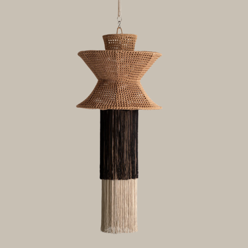 AURELIA BEIGE, NEGRO Y ARENA - LÁMPARA COLGANTE DE ARTI - SEDA